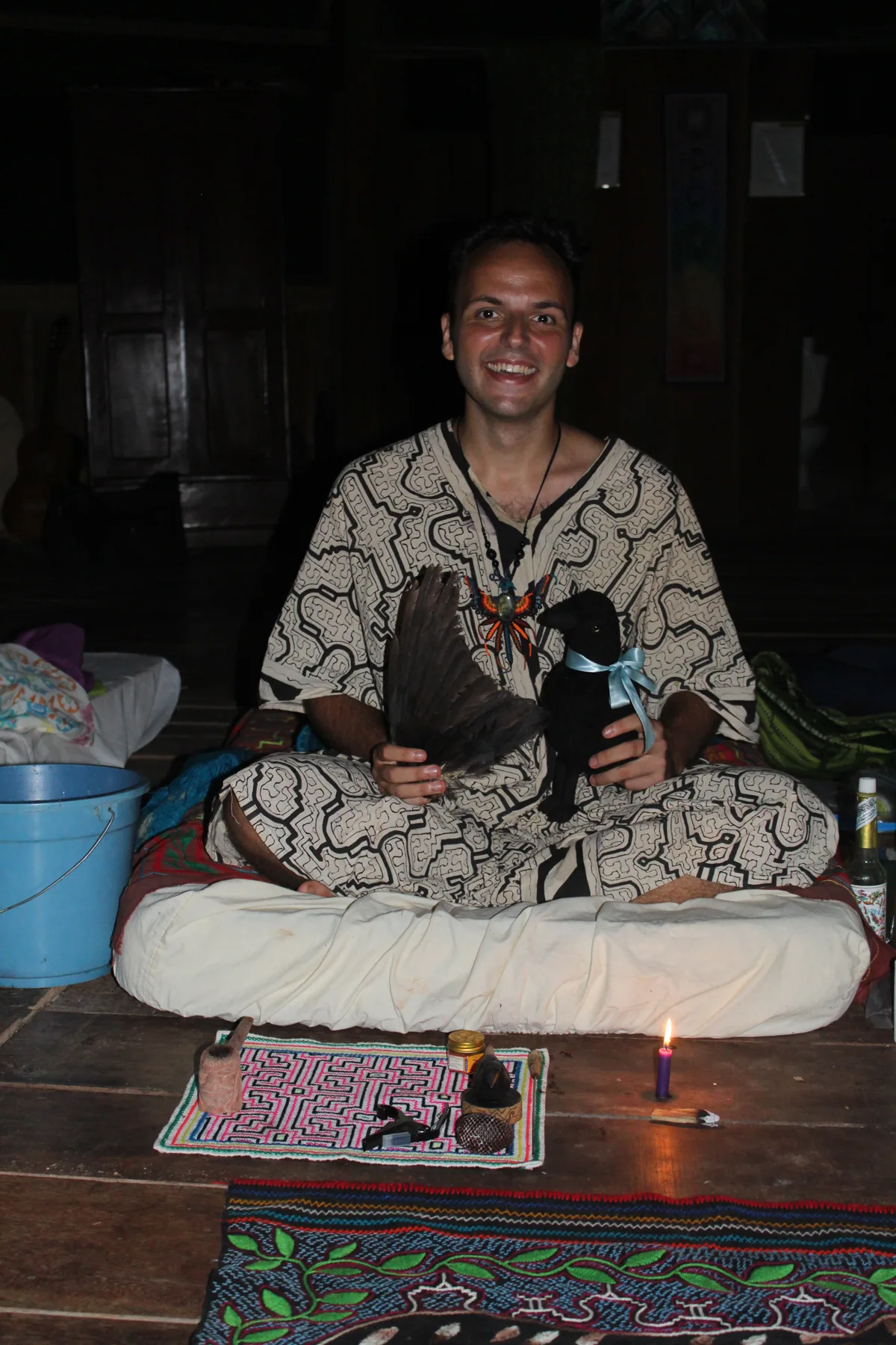 Archival photograph of SANTOS in a ceremonial setting in Peru