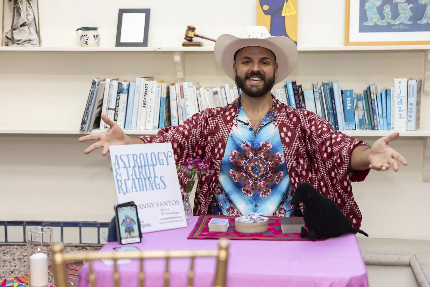 SANTOS offering Tarot at a private gathering
